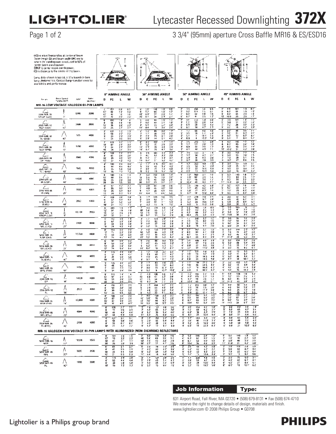 Lightolier 372X specifications Lytecaster Recessed Downlighting  